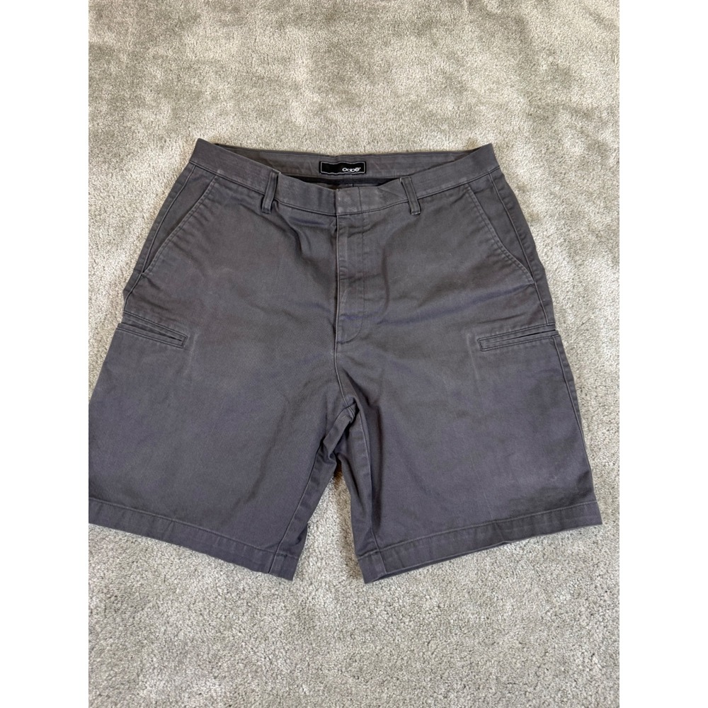 OOBE Men Gray Chino Shorts Size 34 Cotton Blend Twill Flat Front Casual 9 Inseam